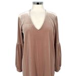 Madewell  Velvet V-Neck Balloon Sleeve Dress Blush Mauve Size Medium Photo 1