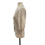 ZARA  Rose Button Cardigan Puff Sleeve Cropped Beige Tan Silver Size Medium Photo 6