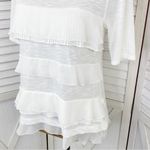 White House | Black Market WHBM Tiered Chiffon Ruffles Slub Knit Shirt White XS Photo 4