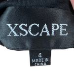 XScape  Black Chiffon Mini Cocktail Dress 4 Rhinestone Cape Arms Flowy Butterfly Photo 8