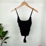 Free People NWOT Ruched Ribbed Bodysuit Size XS in Black Photo 8