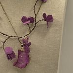 Vintage 3 Floral Wired Strand Purple Fuchsia Spacer Necklace W/ Paired N… Photo 2