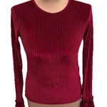 The Fifth Label  Burgundy Ribbed Velvet Top‎ Size XS Bell Sleeve Holiday Stretchy Photo 0