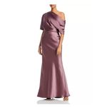 NWT Amsale Draped Satin One Shoulder Dress Mauve, Size 2 New w/Tag Pink Photo 10