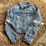 Juicy Couture Cropped Heart Patch Elbow Light Wash Denim Jacket in sz XS NWT Photo 7