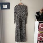 Dressed in Lala Dress Mesh Floral Checkered Long Sleeve Maxi Dress Black White S Photo 7