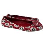 Tory Burch Minnie Leather Red Floral Ballet Flats 9.5 Photo 1