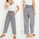 Madewell Paperbag Deep Indigo Striped Belted Linen Pants Photo 1