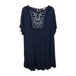 Knox Rose Navy Blue Embroidered Mini Peasant Dress Short Sleeve Women's Medium Photo 1
