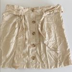Falls Creek Women’s Skirt linen small Beige Button-Front paper bag tie waist Photo 0