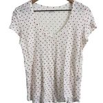 Madewell Heart Polka Dot Linen T Shirt Size Small White & Red Photo 0