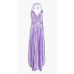 Alice + Olivia  Lilac Pleated Halter Maxi Dress Formal Evening Gown Size 10 Photo 2