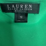Ralph Lauren Lauren  Green Cap Sleeve Ruched V Neck Dress Size 10 Photo 6