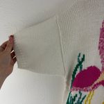 HONORS MISSES Vintage 1980s Retro White Pink Flamingo Short Sleeve Sweater Top Multiple Photo 5