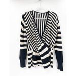 Tome Black White Striped Merino Wool Long Sleeve Crossover Wrap Sweater Size 16 Photo 31