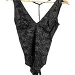 Victoria's Secret Black Lace Metallic Bodysuit Glamourous Seductive Sheer Small Photo 0
