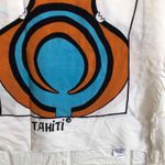Tahiti wrap with fringe 56” x 45” swim cover up Turquoise Orange‎ Design Print Blue Photo 2
