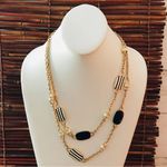 Coldwater Creek  Gold Tone Double Strand Blue and White Nautical Theme Necklace Photo 2