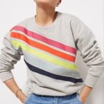Evereve  Gray Rainbow Stripe Crewneck Sweatshirt - Size - Small Photo 0