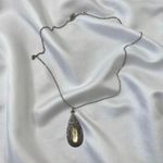 Silver Yellow Witchy Intricate Oval Stone Pendant Necklace Photo 3
