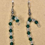 Green & Clear Crystal Candy Cane Earrings Photo 2