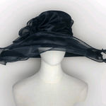 Betmar New York Black Organza Derby Tea Party Dress Wide Brim Hat Photo 0