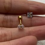 18k Gold plated Square White Crystal Zircon 6mm Stud Earrings Photo 1