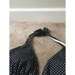 kim rogers  Women's Polka Dot Swim Top with Tie Neck 1pc Size M Black & White Photo 2