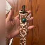 Free People Leopard Print Keychain with Turquoise Accent Brown Photo 2