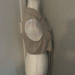 SheIn  Lapel Collar Knot Front Crop Top L Linen Summer Casual Coconut Girl Vacay Photo 3