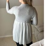 Fever: Gray and White Silky Pleated Cardigan Photo 1