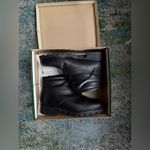 Vintage 90s Bay Area Traders black fur lined chunky ankle boots, size 8M Photo 1