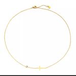 Delicate Petite Cross Necklace Gold Photo 2