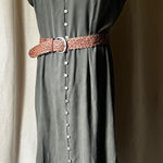 Talbots Vintage Pure Silk Olive Button Front Maxi Dress 18 Photo 0