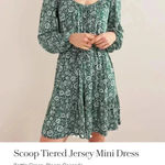 BODEN Scoop Tiered Jersey Mini Dress UK Size 8R Bottle Green Bloom Cascade NWT Photo 2