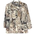 Chico's Zenergy Women's Shirt Jacket Brown Cream Floral Snap Front Size 0 US 4 Photo 0