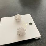 Kate Spade Flying Colors Rock Candy Full Flourish Flower Hematite Cluster Stud Earrings Clear Silver Mother pearls back vintage Photo 3