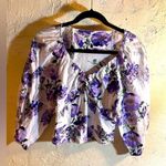 Anthropologie  White Lavender Floral Cotton Crop Top summer lightweight boho Photo 0