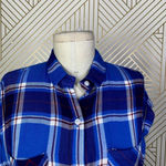Rails  Britt Plaid Cap-Sleeve Shirt in Santorini Royal Blue Size US XS‎ Photo 3