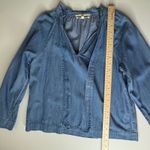 Madewell  Chambray Tie Neck Top Size XXS Blue Coastal Cowgirl Western‎ Minimalist Photo 5