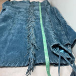 Pamela McCoy Suede Leather Jacket with Fringe Tassels, Size L Teal Blue Size L Photo 11