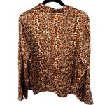 American Vintage Vintage Leopard Cheetah Animal Print Silk Button Down Career Neutral Top Large Photo 2