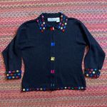 VINTAGE JEWELED BLACK KNIT CARDIGAN Photo 0