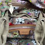 MZ Wallace Marlena Bedford Nylon Drawstring Backpack Tan Metallic Leather Trim Photo 2