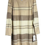 LuLaRoe  Tan Beige Stripe Long Sleeve Sweater Dress Knit Women's Size L Photo 0