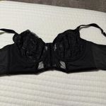 Cacique  42DDD Unlined Balconette Bra Underwire Black Lace & Mesh Velvet Accent Photo 8