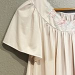 VTG Shadowline Nylon Nightgown‎ SM Pink Flutter Sleeves Embroidered Roses Girly Photo 6
