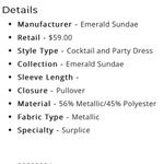 Emerald Sundae  Rose Gold Juniors Metallic Dress Photo 2