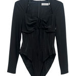 Misha Collection Paneled Corset Bodysuit Long Sleeve Bustier Boned Black Size 6 Photo 0