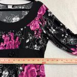 Studio 1940  L Dress Black Pink Floral Polyester Stretch Cottagecore Romantic Photo 6